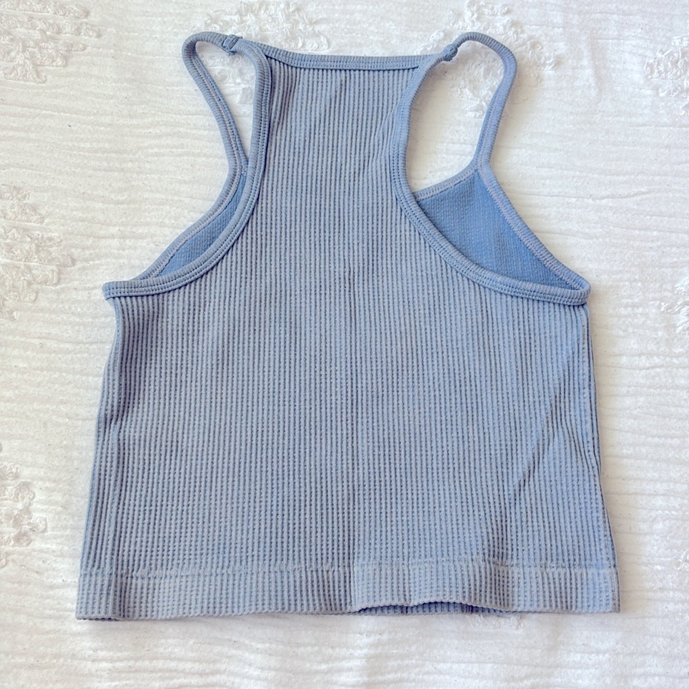 Blue ribbed tank top - Picture 2 of 2